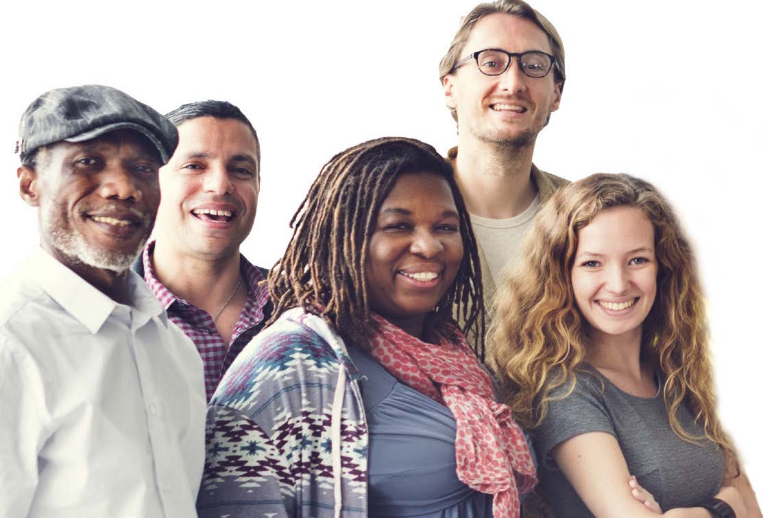 A group of smiling people